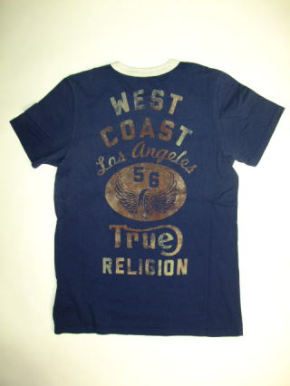 gD[WTVc@TRUE RELIGION STYLE:MLK8V32Y73 COLOR:WH DK NAVY/CRE WEST COAST ENDURO RINGER TEE
